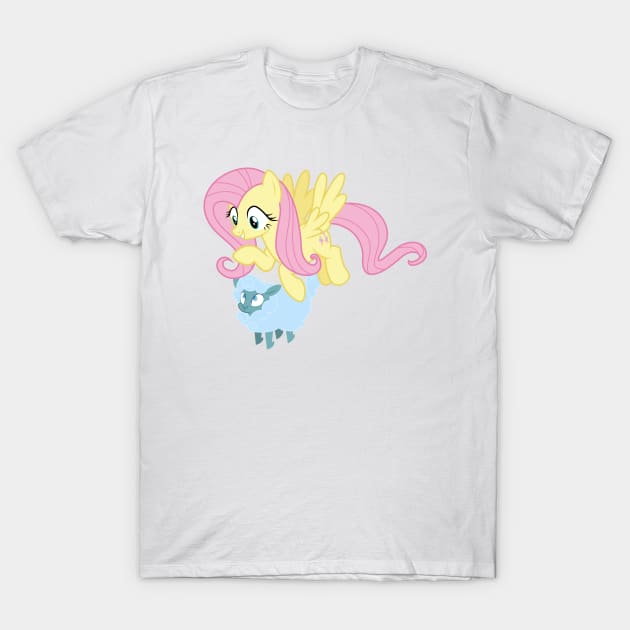 Fluttershy saving a tiny ewe 2 T-Shirt by CloudyGlow